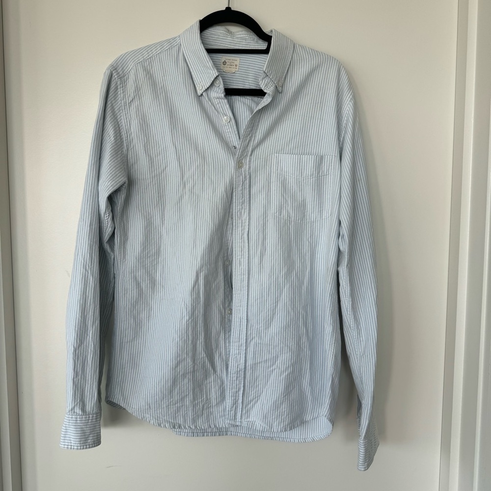 J. Crew Light Blue Striped Casual Button Down Shirt